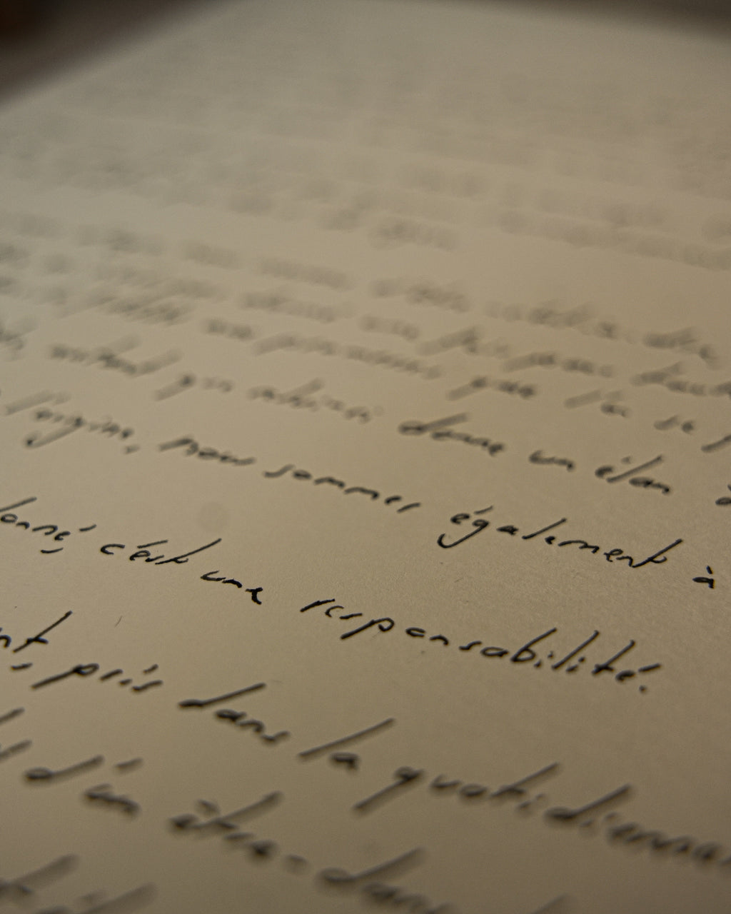 La lumière est un choix — Lettre manuscrite I